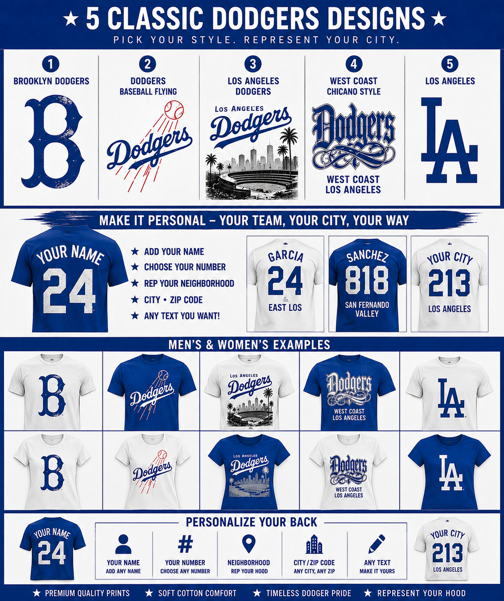 BASEBALL COLLECTION -LA MENS tshirts PERSONALIZATION INCLUDED