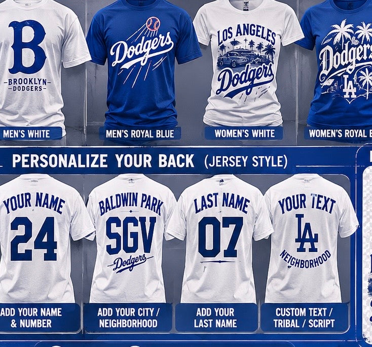 BASEBALL COLLECTION -LA MENS tshirts PERSONALIZATION INCLUDED