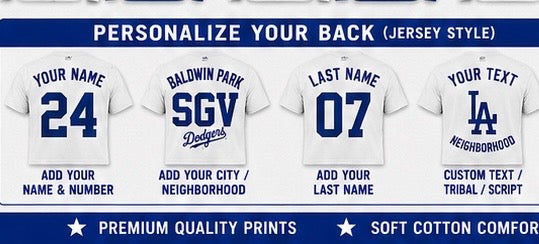 BASEBALL COLLECTION -LA MENS tshirts PERSONALIZATION INCLUDED